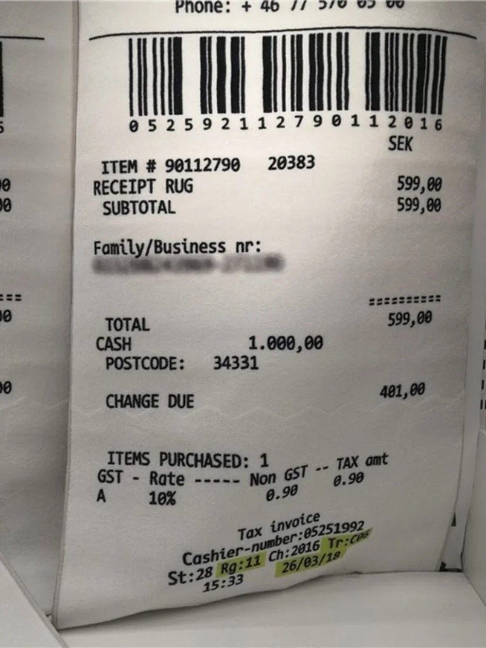 IKEA Reciept Rug White